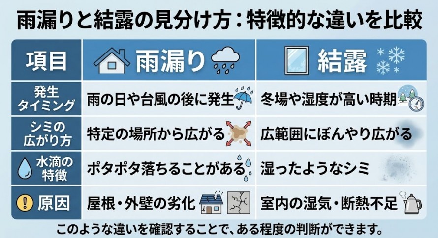 雨漏りと結露の見分け方