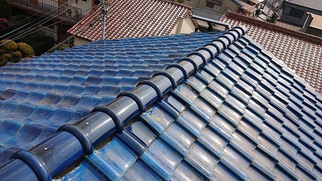 防災棟に積み替えた瓦屋根